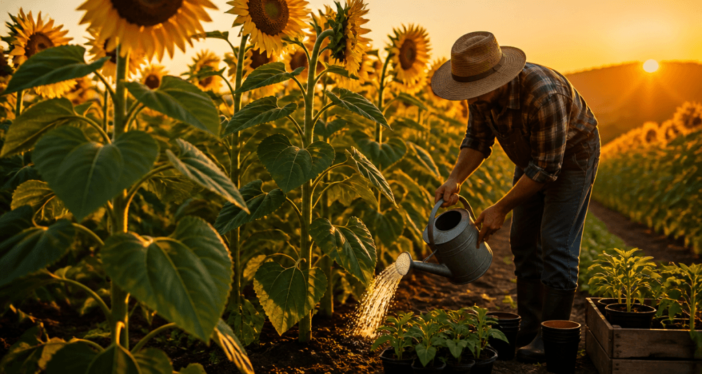 quand planter les graines de tournesol champ tournesols et jardinier