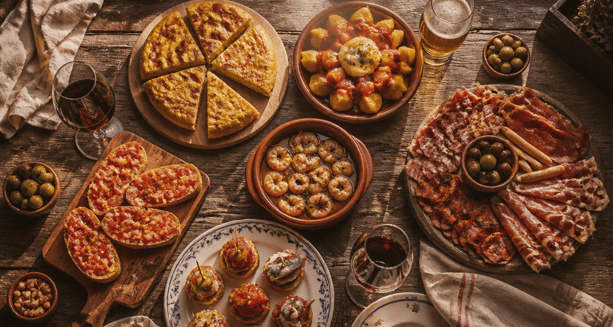 recette des tapas espagnol flat-lay