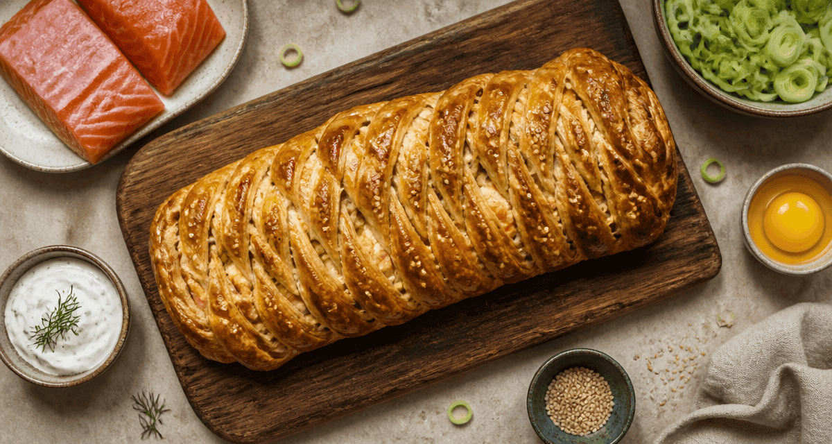 recette feuilleté salé saumon poireaux doré