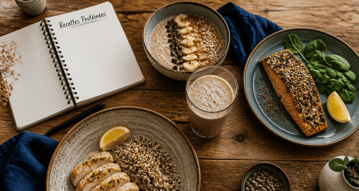 recette riche en proteine musculation table avec bowlcake smoothie saumon poulet