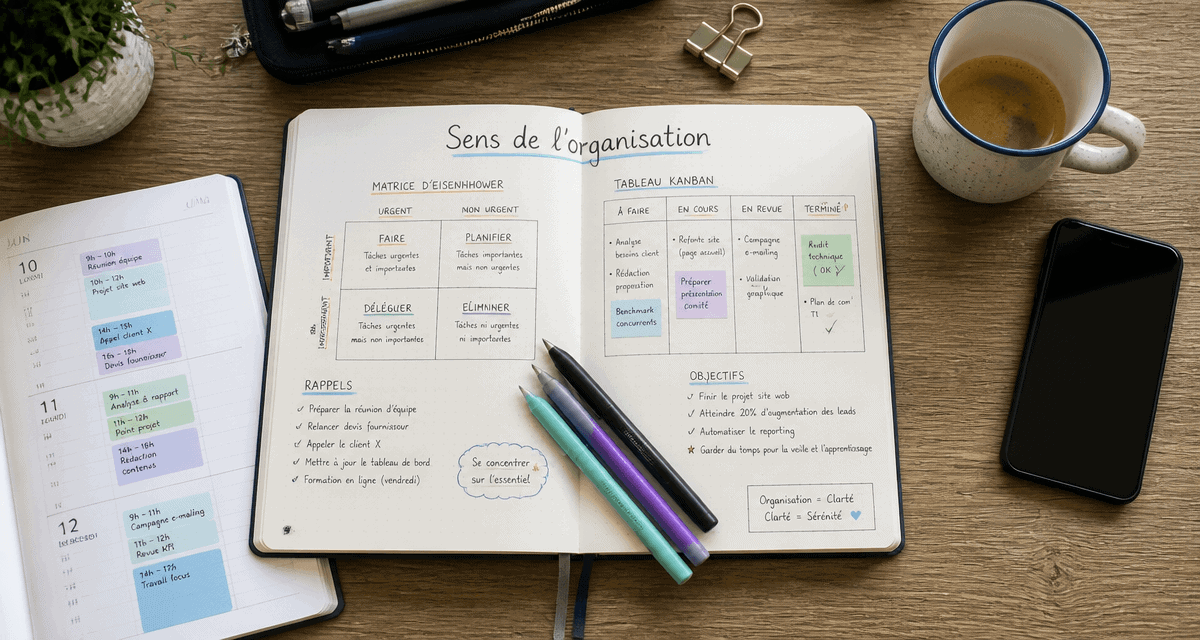 sens de l organisation bureau organisé carnet schémas
