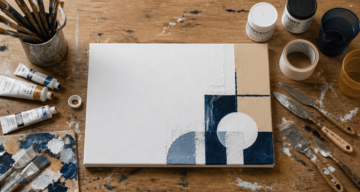 tableau facile à faire sur toile avec pinceaux et peinture