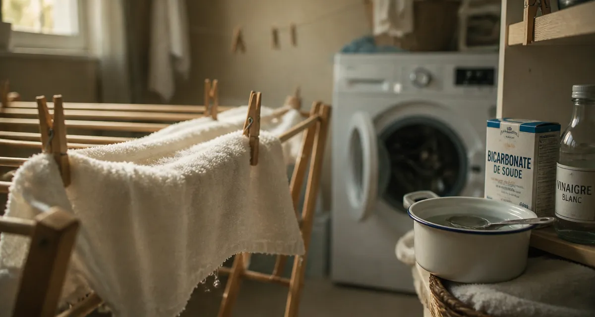 Serviettes de toilette moelleuses sans sèche-linge : vinaigre et bicarbonate pour adoucir