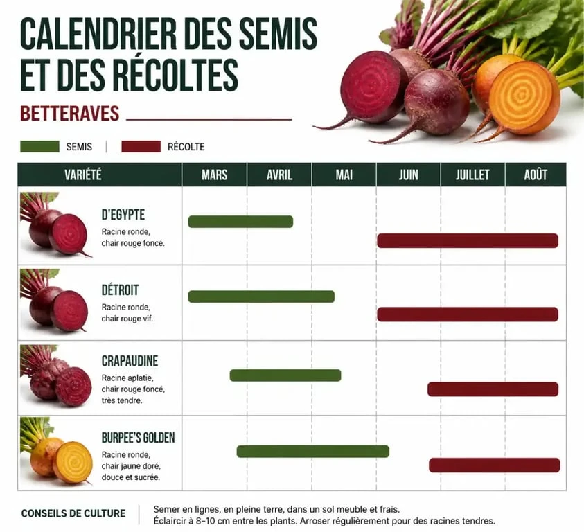 Calendrier de plantation et de récolte des betteraves selon les variétés