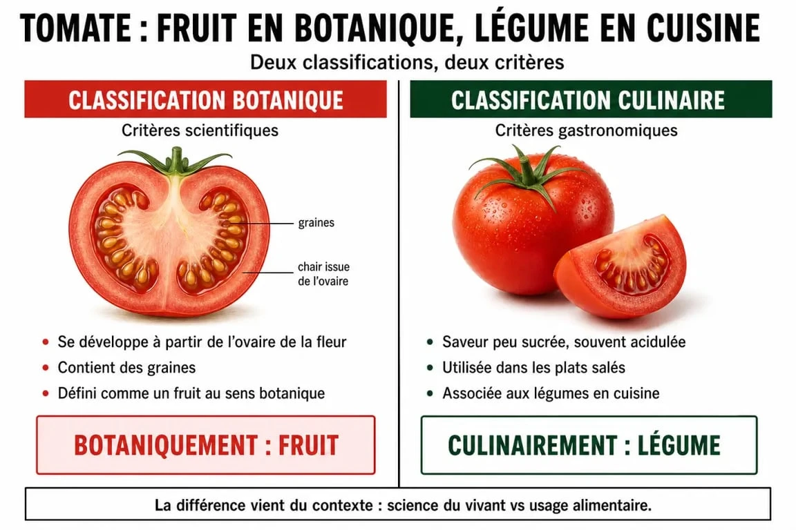 Infographie comparative : la tomate est-elle un fruit ou un légume ?