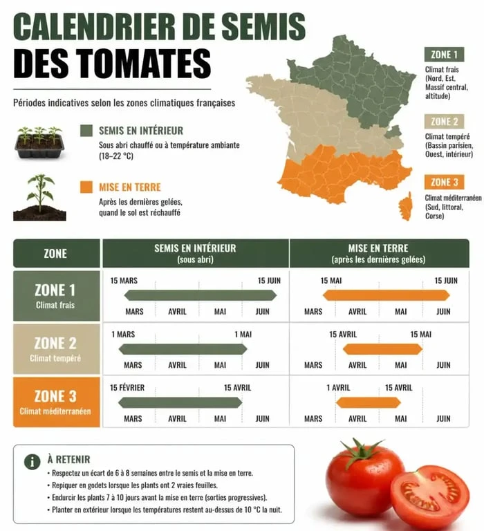 Calendrier de semis des tomates par zone géographique pour réussir ses semis de tomates
