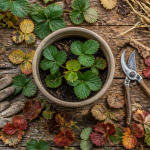 faut il couper les feuilles des fraisiers avant l'hiver sécateur feuilles coupées