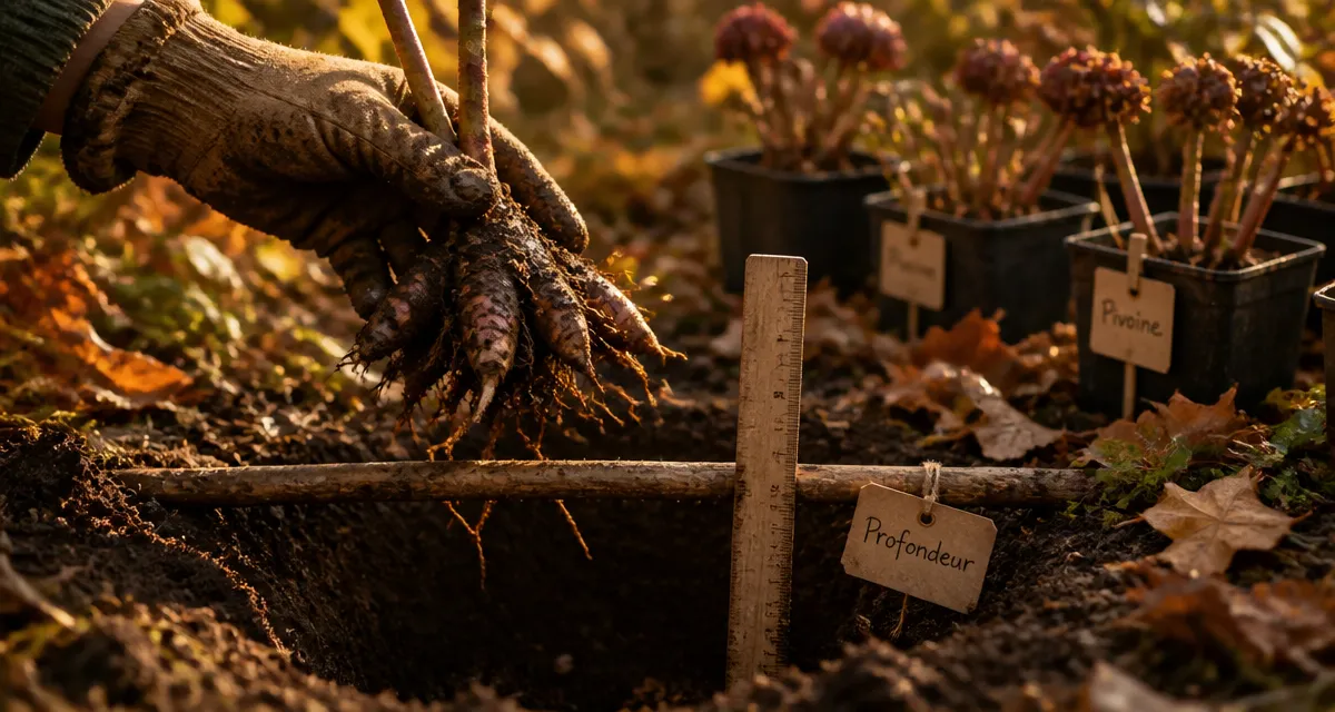 Quand planter pivoine : profondeur de plantation et racine dans le sol