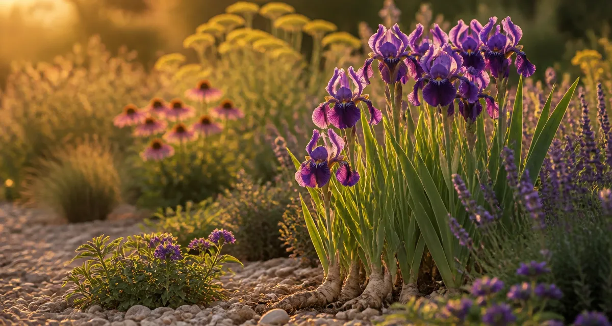 Que mettre au pied des iris massif avec plantes compagnes