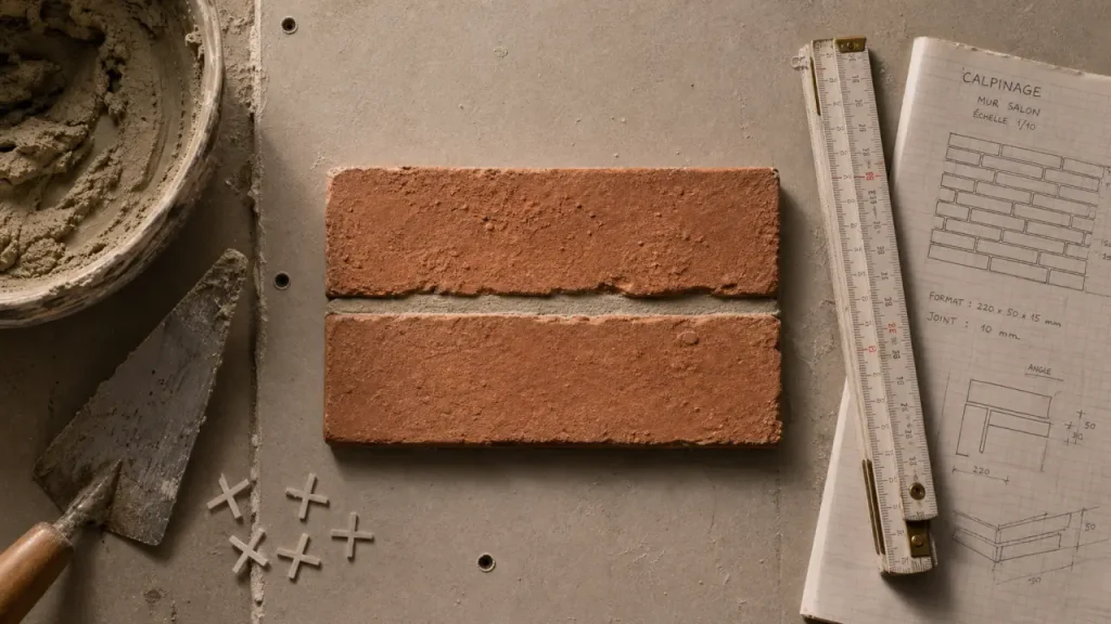 Brique pour mur intérieur rouge, grise ou sable rosé, pose avec mortier et joints