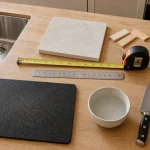 Hauteur plan de travail cuisine standard, plan de travail en stratifié et mètre ruban