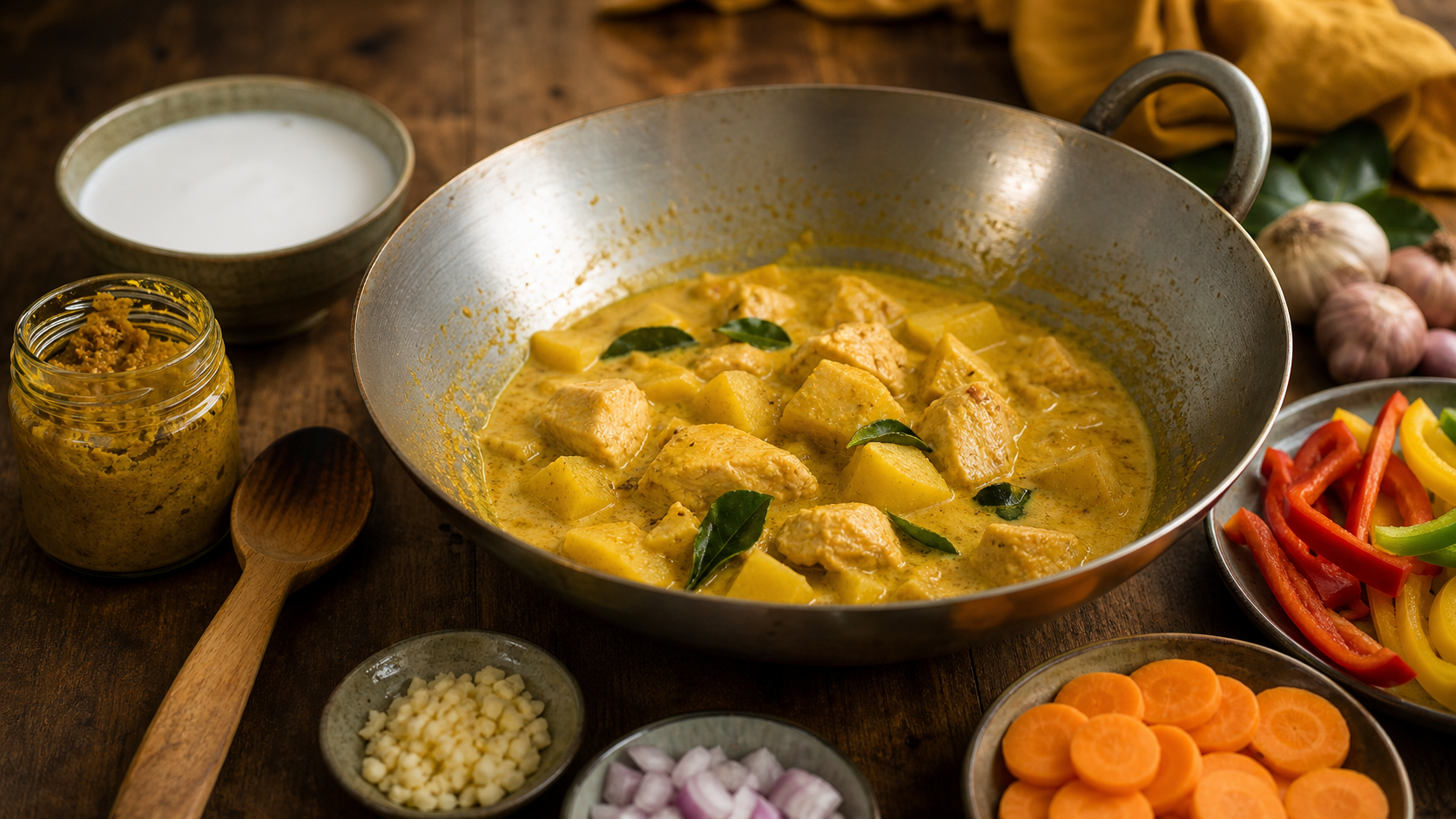 Curry jaune recette au poulet, lait de coco et pommes de terre