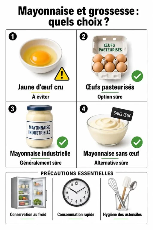 Mayonnaise maison enceinte : comparaison visuelle des options sûres et des risques