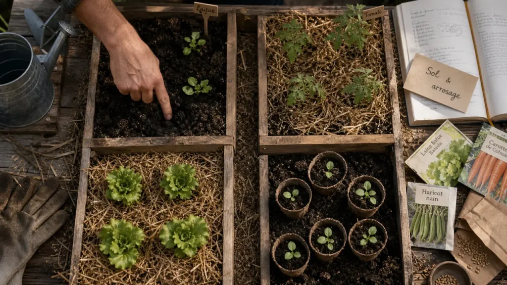 Erreurs de débutant au potager à éviter : sol, semis et arrosage