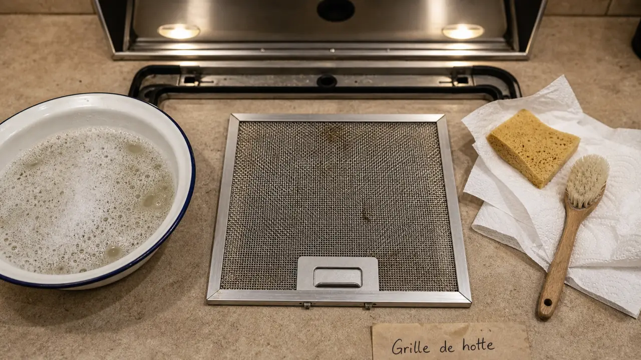 Nettoyage grille hotte à 60°C : trempage et dégraissage