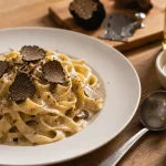 Pate a la truffe : tagliatelles crème et copeaux de truffe