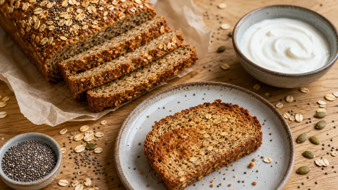 Recette pain flocon d'avoine sans farine, tranche toastée