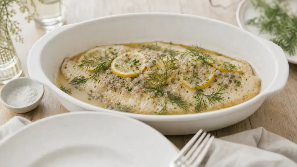 Recette sole four : sole au beurre citronné, citron et herbes