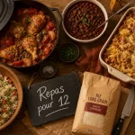 Repas pas cher pour 12 personnes : cocotte, chili et gratin, budget 48-72 €