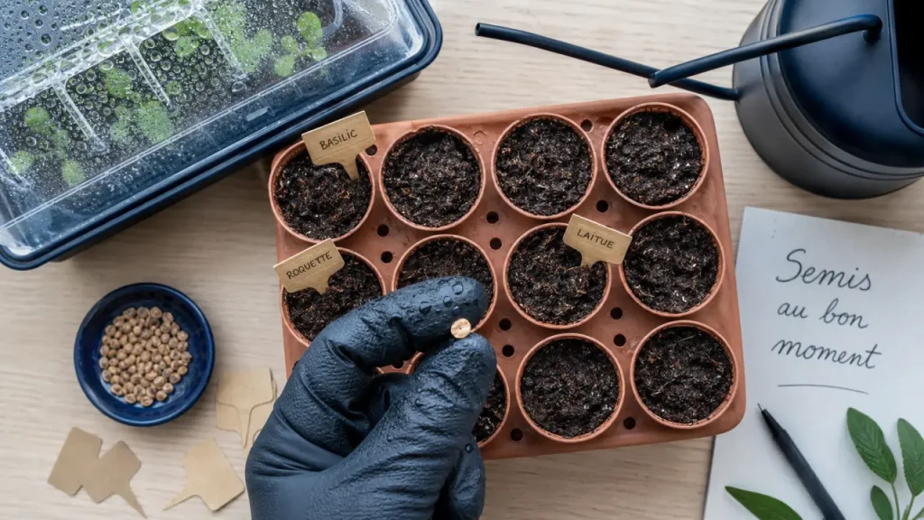 Réussir ses semis au potager : graines et terreau léger à 20°C