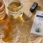 Sirop d agave ou miel, comparaison sur table en bois