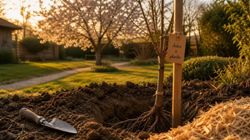 Arbre a planter : trou de plantation dans le jardin
