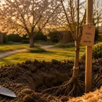 Arbre a planter : trou de plantation dans le jardin