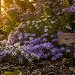 Asters vivaces en massif fleuri au jardin