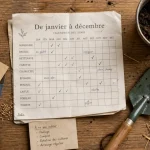 Calendrier du potager mois par mois, graines et outils de jardinage