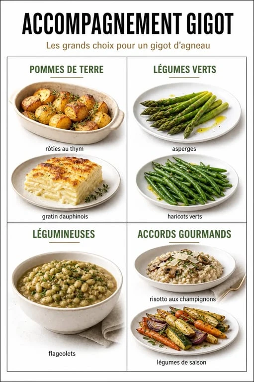 Accompagnement gigot : infographie des meilleurs accompagnements pour gigot d’agneau
