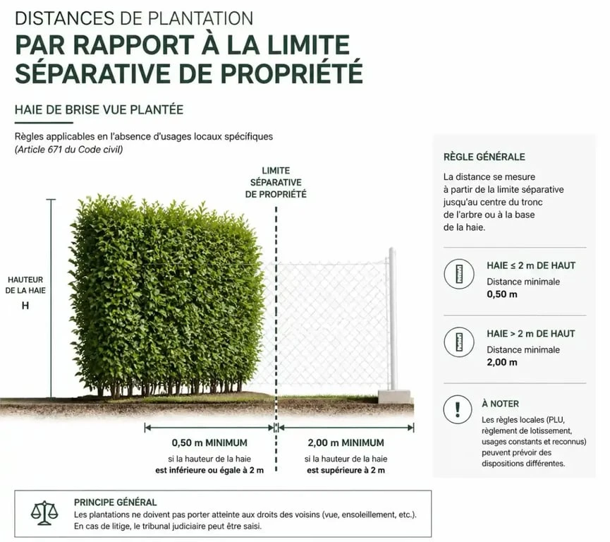 Réglementation distance plantation brise vue plante