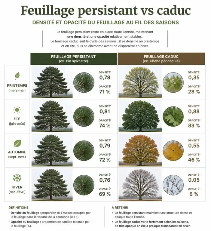 Comparaison feuillage persistant et caduc pour brise vue plante