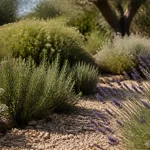 Plantes méditerranéennes sans arrosage : lavande et romarin en jardin sec en plein soleil