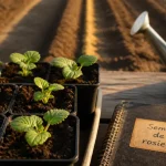 Quand semer rose tremiere : jeunes semis en godets, rosette verte