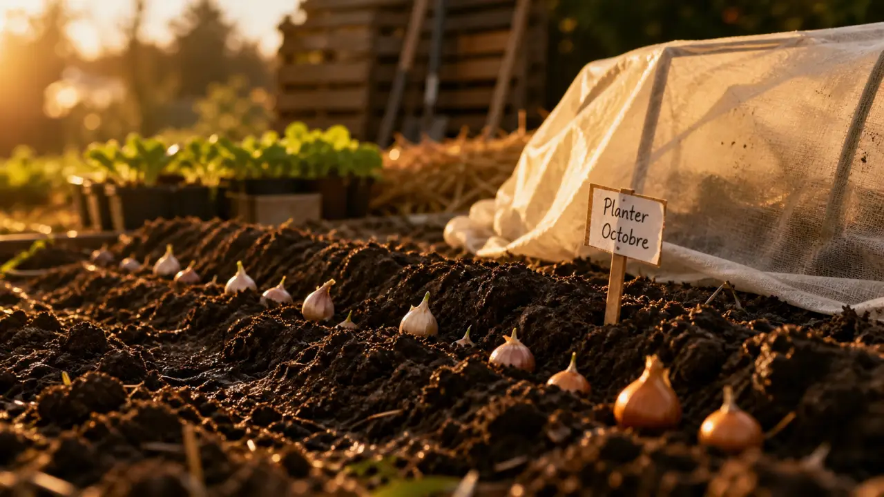 Que planter en octobre au potager : ail et mâche en terre humide