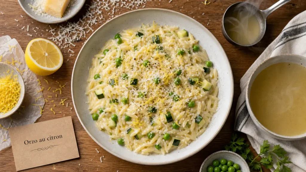 Recette orzo crémeux citron parmesan, prêt en 25 minutes