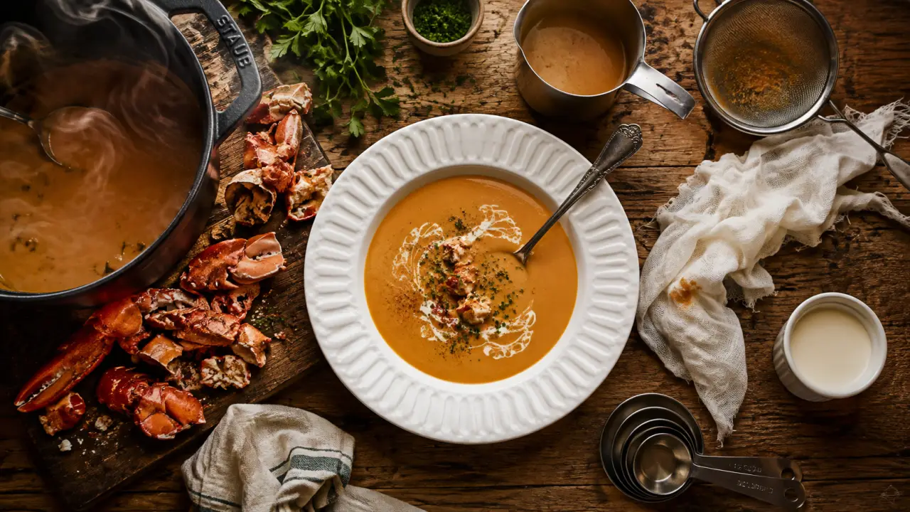 Recettes bisque de homard maison veloutée, texture lisse