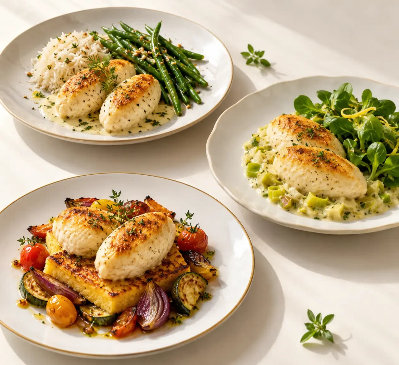 Idées d’accompagnement pour quenelles avec riz pilaf, légumes et salade