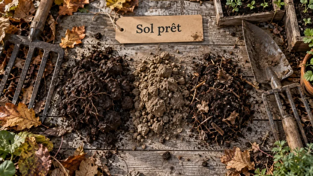 Quand retourner la terre du potager : sol prêt avec grelinette et compost