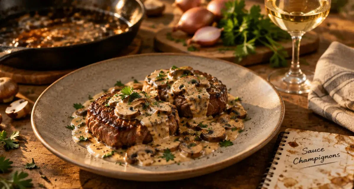 Quelle sauce pour accompagner un tournedos de boeuf : tournedos à la sauce aux champignons crémeuse